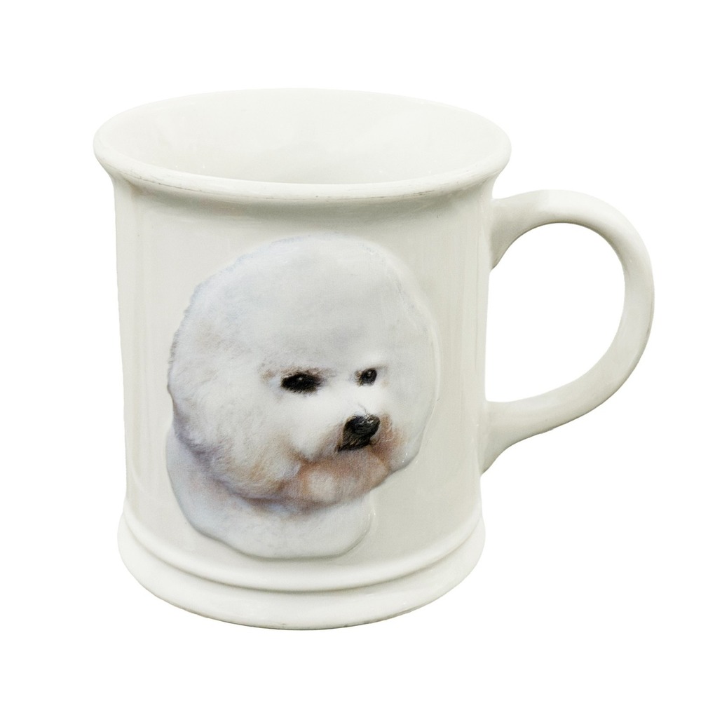 Vintage Bichon Frise Embossed Mug Best Friend Originals 3D Dog White 1999